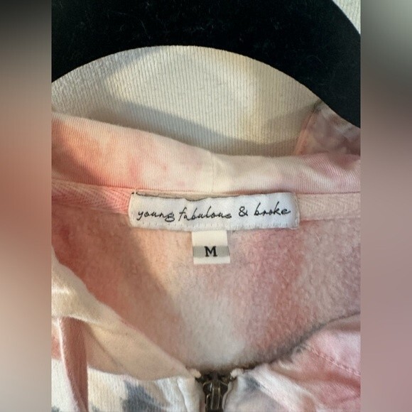 Young Fabulous & Broke Tie Dye Crop Zipup Hoodie Medium Pink - Picture 7 of 8